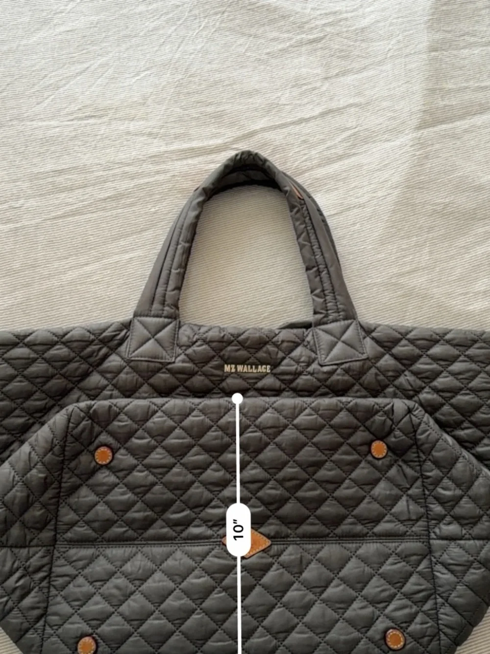 MZ Wallace Quilted Gray Tote with Gold Logo - Picture 11 of 11